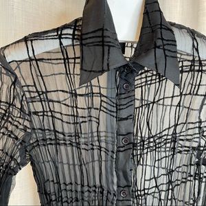 Debbie Shuchat - Pleated Geometric Spiderweb Blouse - Black - 8